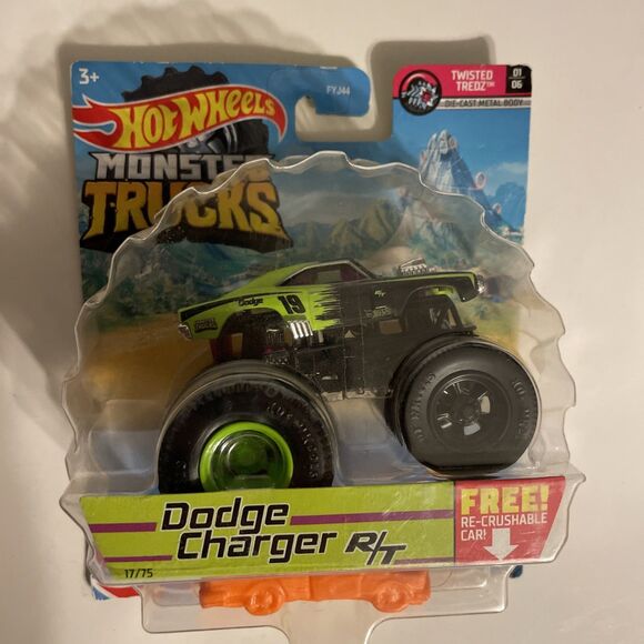 Hot Wheels Monster Trucks DODGE CHARGER R/T Green/black - Picture 1 of 3